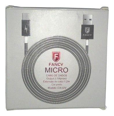 Cabo Pra Carregador Fancy Micro Usb Aço Reforçado 1.2 Metros