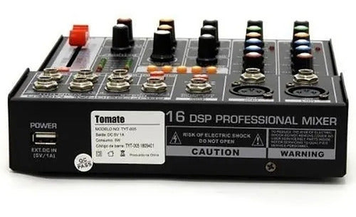 Mesa De Som Profissional Mixer Efeitos 5 Canais Usb Tyt-005