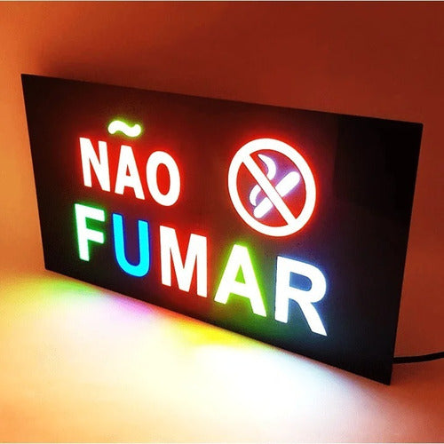 Letreiro Luminoso Painel Não Fumar Led Placa Quadro