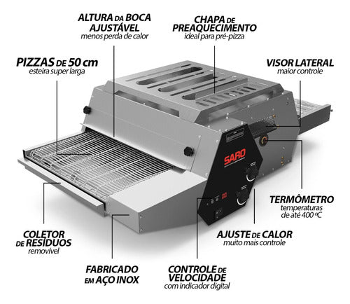 Forno De Esteira Para Pizza Elétrico 220v Saro Fe5022