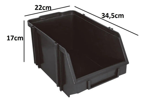 Caixa Bin Organizadora Plástica Nº7 Preta - Caixa Com 12pçs