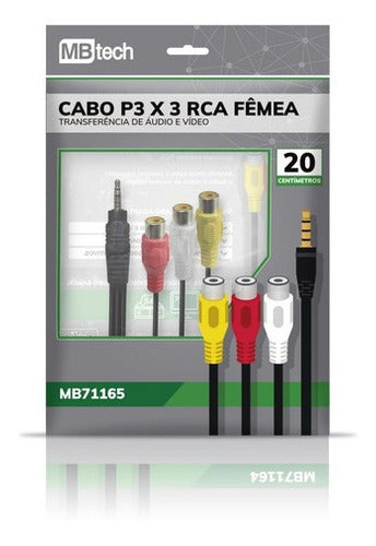 Cabo Adaptador P3 P/ 3rca Femea C/ 18cm Mb71165