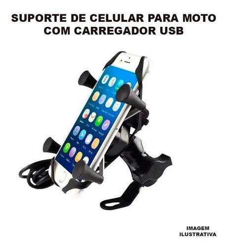 Suporte Celular Motocicleta Com Carregador Universal Usb