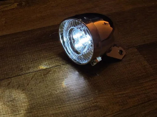 Farol Tipo Dínamo Led Cromado Bicicleta Modelo Antigo Retrô .