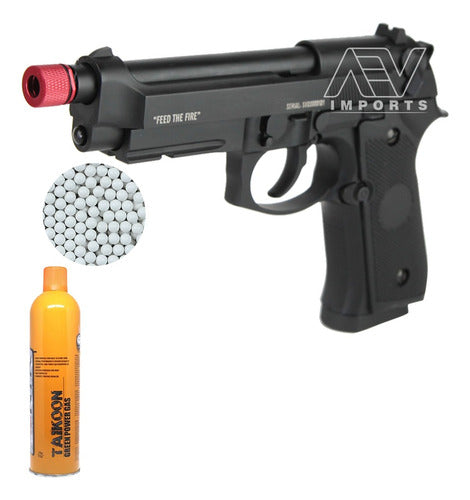 Kit Pistola Airsoft Tag M92 Savage Gas + Bolinha