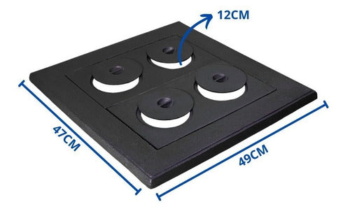 Chapa Econômica Fogão Lenha 4 Furos Ferro Fundido