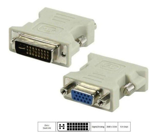 Adaptador Dvi-i 24+5 Pinos Macho P/ Vga 15 Pinos Femea