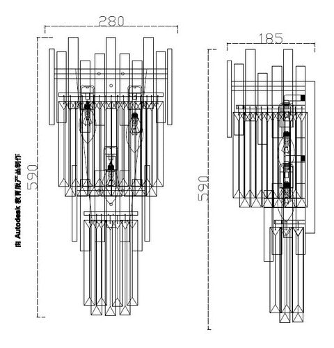 Arandela Hera 3 Lâmpadas E-14 Dourada Cristais Transparentes