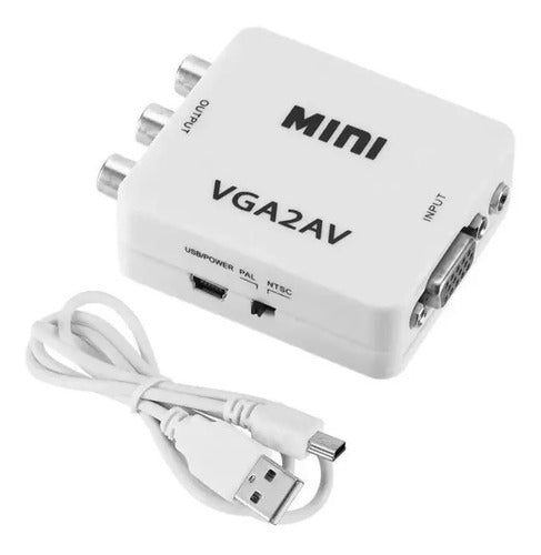 Mini Conversor Vga Para Av Rca Áudio E Vídeo - Vga2av