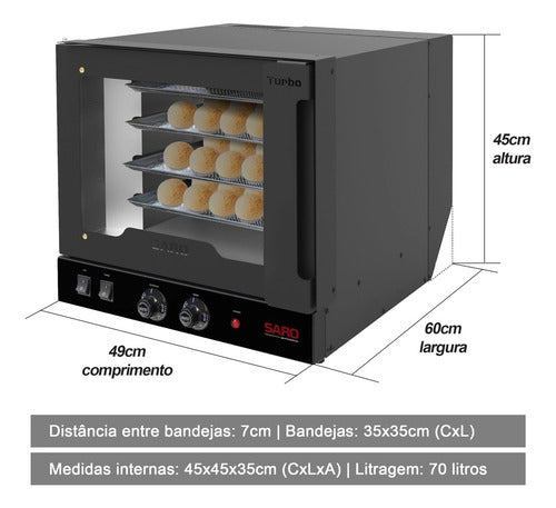 Forno Turbo Elétrico Com 4 Esteiras 220v Saro