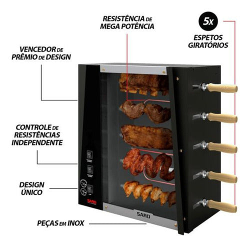 Chr22 Assador Rotativo De 5 Espetos Eletrico 220v - Saro