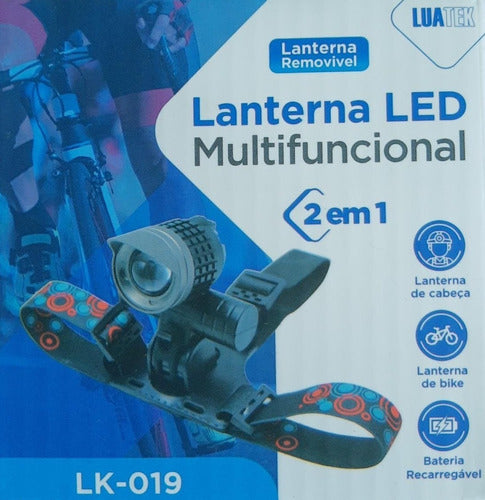 Lanterna Farol Recaregável Bike E Suporte Para Cabeça Lk-019