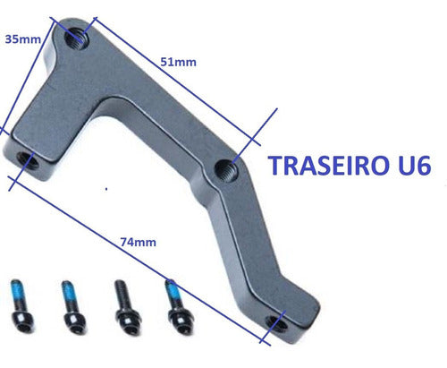 Adaptador Aluminio U6 P/freio A Disco Traseiro Para 203mm