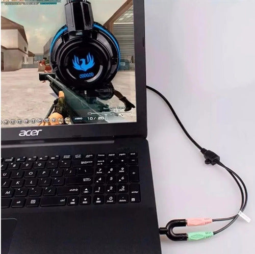 Adaptador P2 X P3 Splitter Headset Microfone Aux Áudio