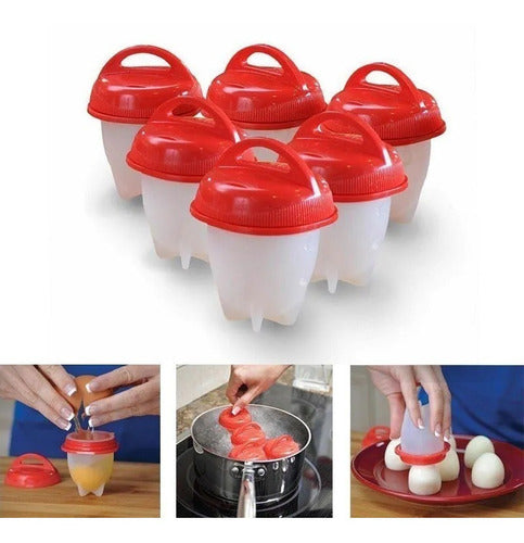 6 Copos Silicone Ovo Cozido Fogão Duro Cooking Copo Clink