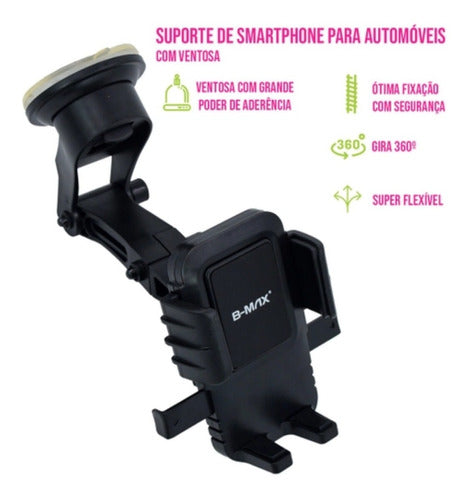 Suporte Celular Veicular Trava Automática Vidro Painel Carro