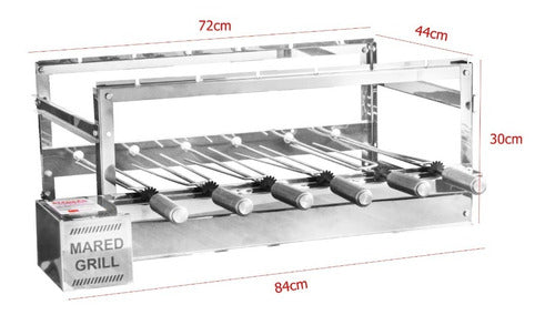 Churrasqueira Giratória Rotativa 6 Espetos Inox Mared Bivolt