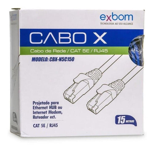 Cabo De Rede Azul Cat5e 15m Crimpado Rj45 Testado Exbom