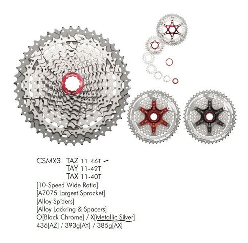 Cassete K7 Sunrace Mx3 10V 11X46 Dentes 11-46 Cog 11/46 Bike