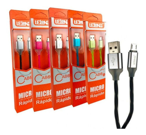 Cabo Para Carregador Lelong Micro Usb V8 Led Silicone