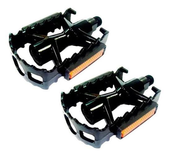 Pedal Mtb Preto Fp-961 Rosca Inglesa 9-16 Grossa Aluminio