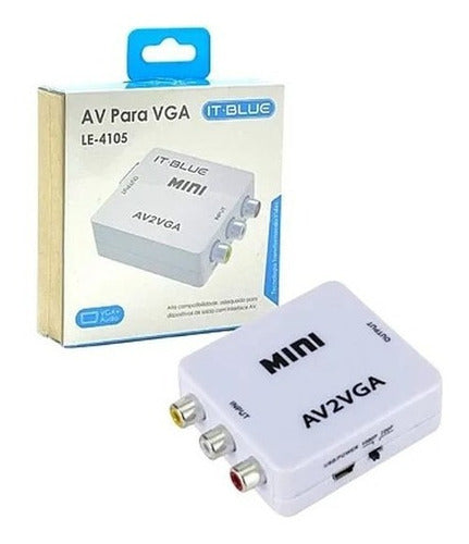 Adaptador Av Vga - Conversor De Sinal De Vídeo Av  Para Vga