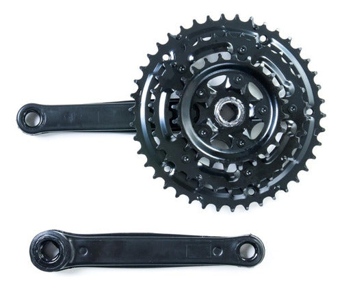 Pedivela Mtb Alumínio 170mm Pto Coroa Aço Preto 24/34/42d