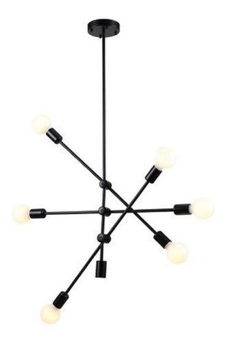 Lustre Pendente Pd10701-6.000 Sputinik 6 Lâmpadas Preto E27