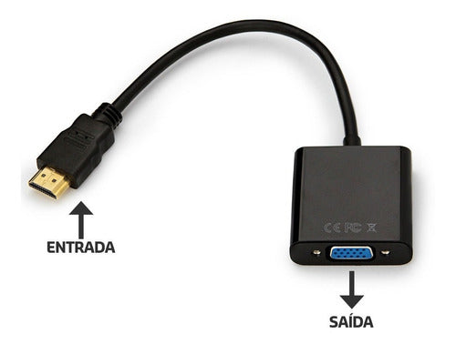 Cabo Adaptador E  Conversor Hdmi Para Vga + Áudio Itblue