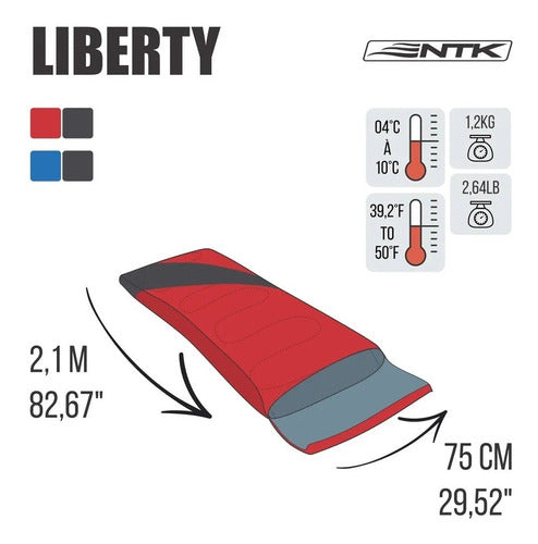 Saco Dormir Liberty 4ºc A 10ºc Tipo Envelope Camping Ntk