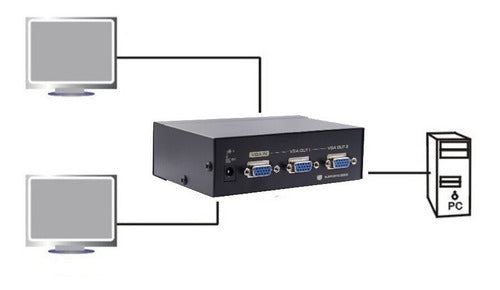 Splitter Vga 1x2 Distribuidor Vga 1 Entrada 2 Saídas Lt-2002