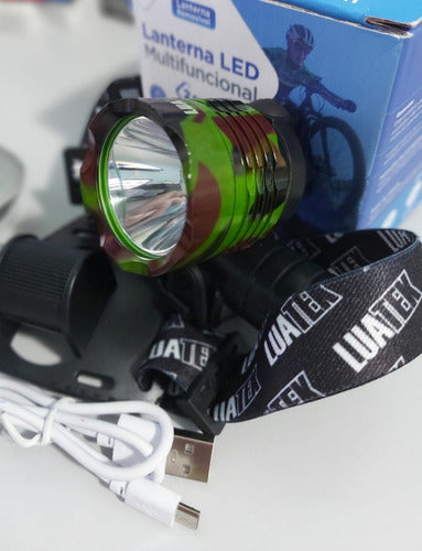 Lanterna Led Farol Multiuso Bicicleta 2 Em 1 Recarregavel