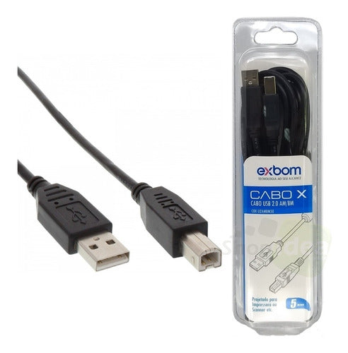 Cabo Extensor 5m Para Impressora Usb 2.0 Am bm 5 Metros