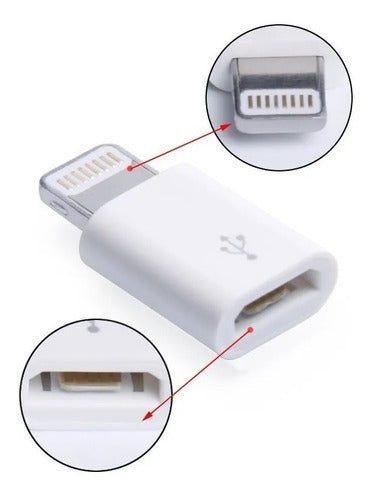 Adaptador iPhone 5/6/7/8/e/x Para Micro Usb V8