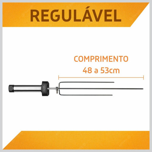 Espeto Giratorio Rotary Speto - Regulavel 48 Até 53cm Pilha