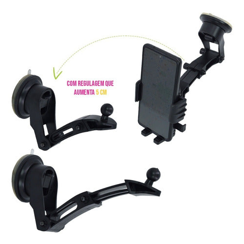 Suporte Celular Veicular Trava Automática Vidro Painel Carro