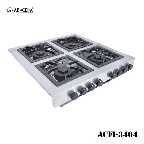 Fogão Gás Industrial Embutir 4 Bocas Inox Qu Duplo Bp 30x30