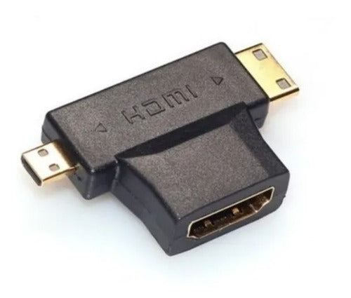 3 Em 1 Hdmi Fêmea P/ Mini Hdmi Macho E Micro Hdmi Macho