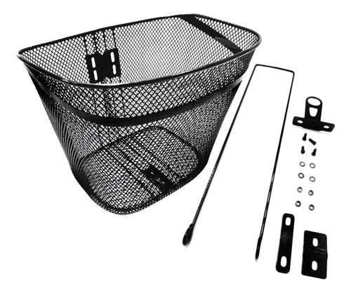 Cestinha Para Bicicleta Aramada Grande C/haste Quadrada