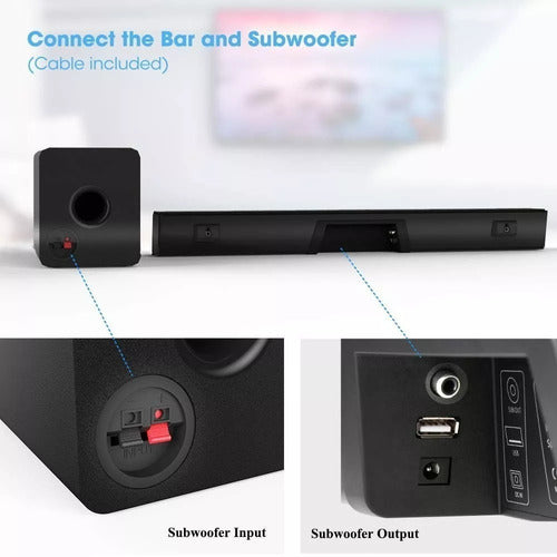 Kit Caixa Som Soundbar 150w Óptica Subwoofer Tomate Mts-2017