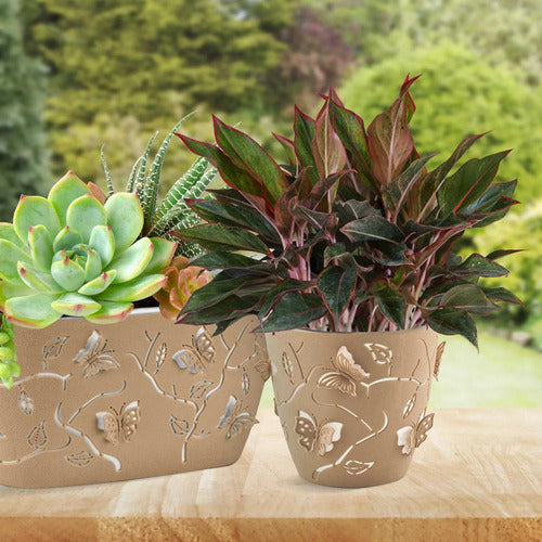 Vaso Planta Jarro Cachepot Flores Borboleta 3d 0,7l Plasvale