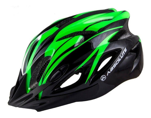 Capacete Ciclismo Led Absolute Bike Nero Preto/Verde G