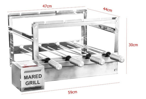 Churrasqueira Giratória 4 Espetos Em Inox Mared Grill