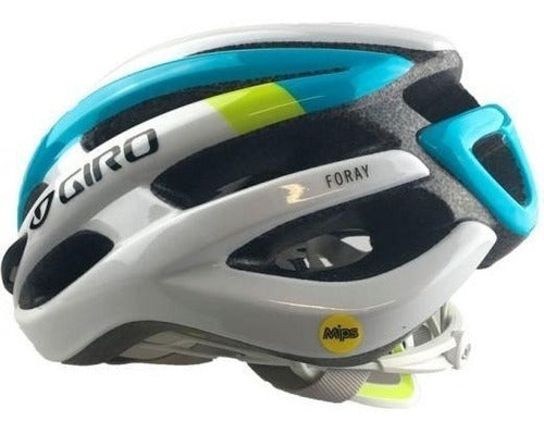 Capacete Ciclismo Giro Foray Mips Branco/Azul/Amarelo Tam. M