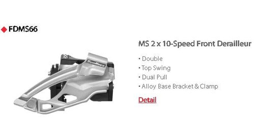 Câmbio Dianteiro Sunrace Ms66 Dual Pull Bike 2 X 10v 20v