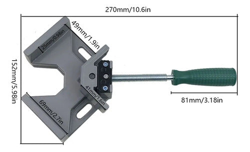 Braçadeira Esquadro Angular Canto 90° Marcenaria Serralheria