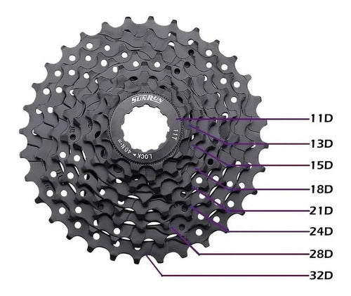 Cassete 8v K7 8 Velocidades 11-32d Sunrace Catraca