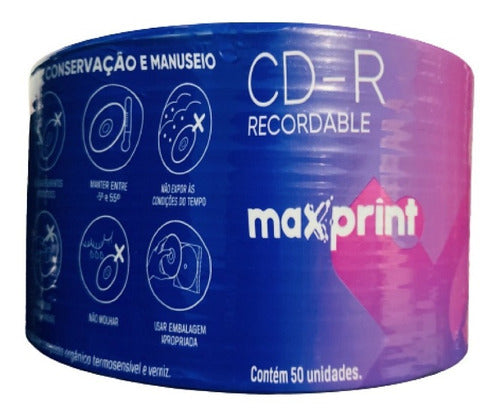 Cd-r Virgem Gravável 80min 700mb Max Print Com 50 Unidades