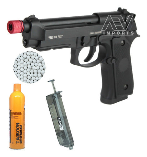 Kit Pistola Airsoft M92 Savage Gas + Bolinha + Loader