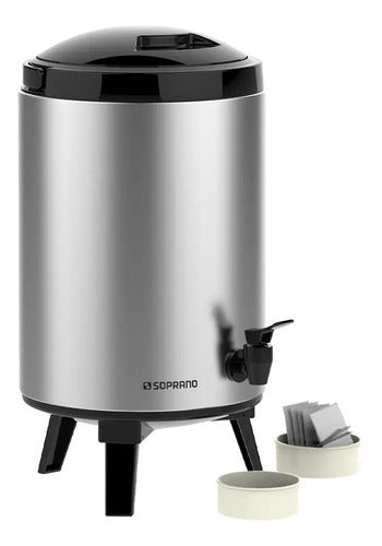 Botijão Térmico Inox 9,5 Litros Preto Soprano